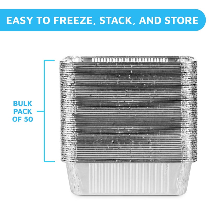 MontoPack Aluminum Disposable Loaf Pans | Deep Standard Size 8.5â€ x 4.5â€ Extra Thick Foil Bread Containers for Baking, Food Storage & Takeout | Eco-Friendly & Recyclable | Bulk 50-Pack 2 Pound Trays - Image 4